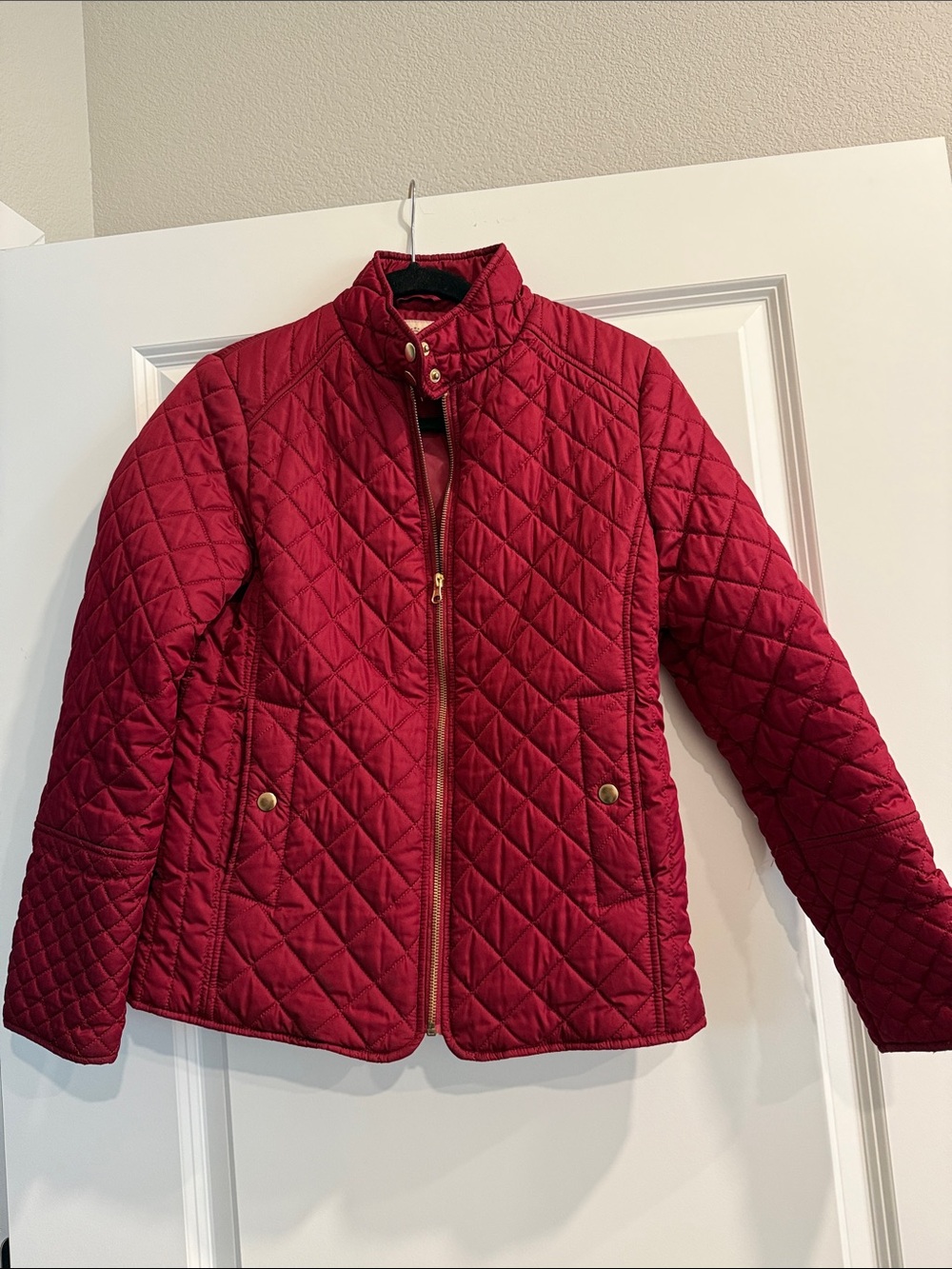 Faded Glory Quilted Red Jacket with Gold Hardware